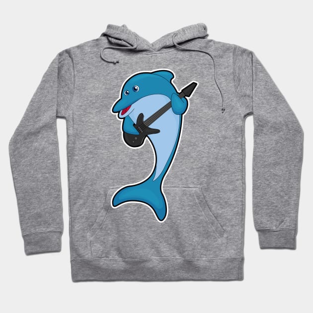 Dolphin at Music with Guitar Hoodie by Markus Schnabel